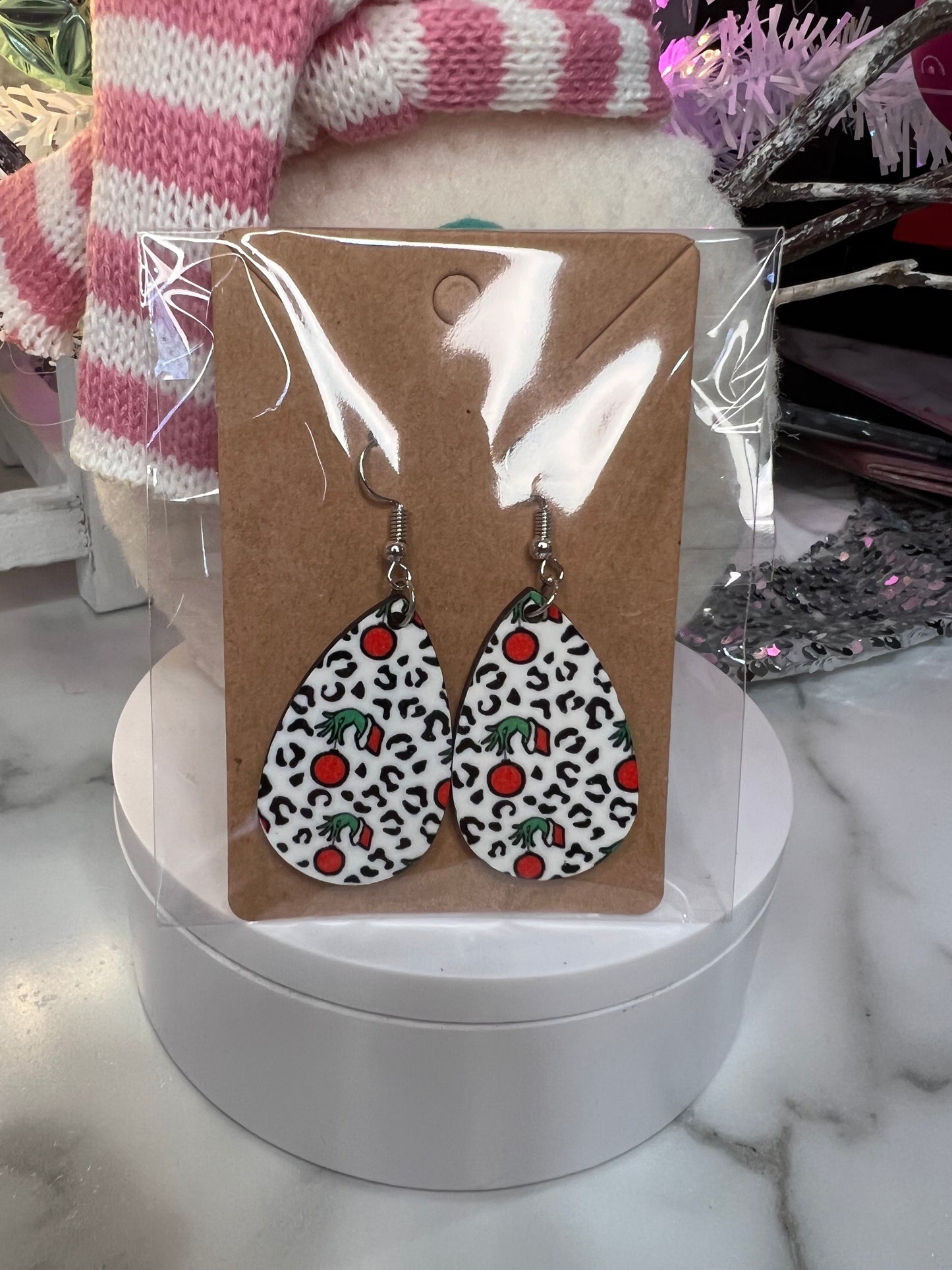 Green Monster Hand Earrings