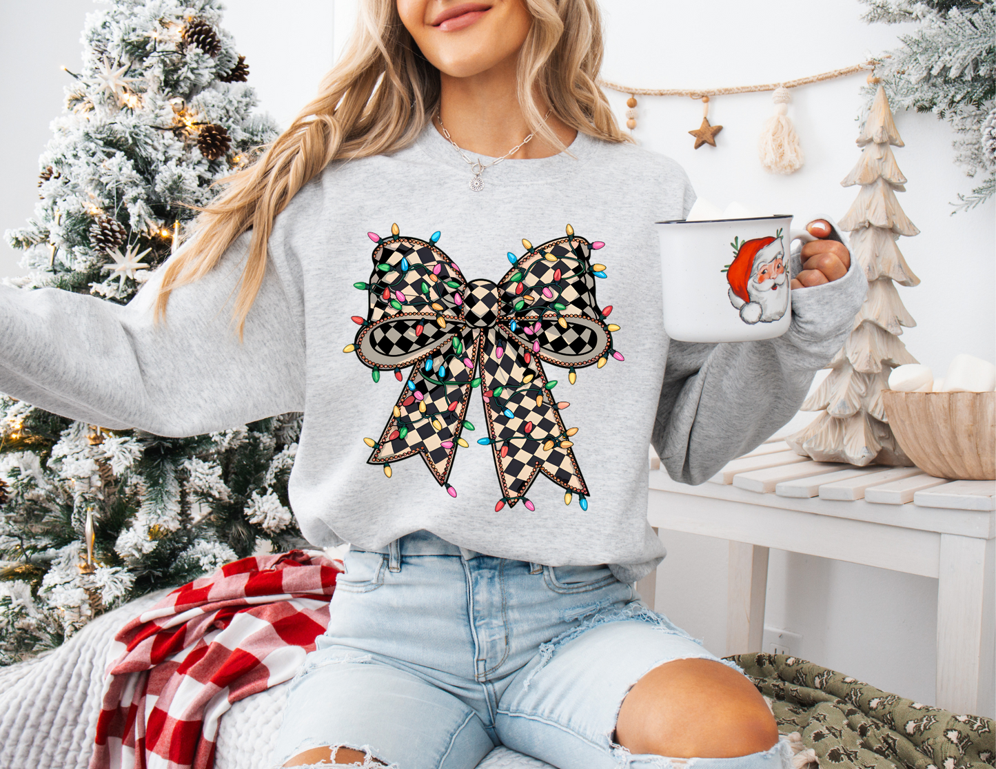 Checkered Bow and Lights