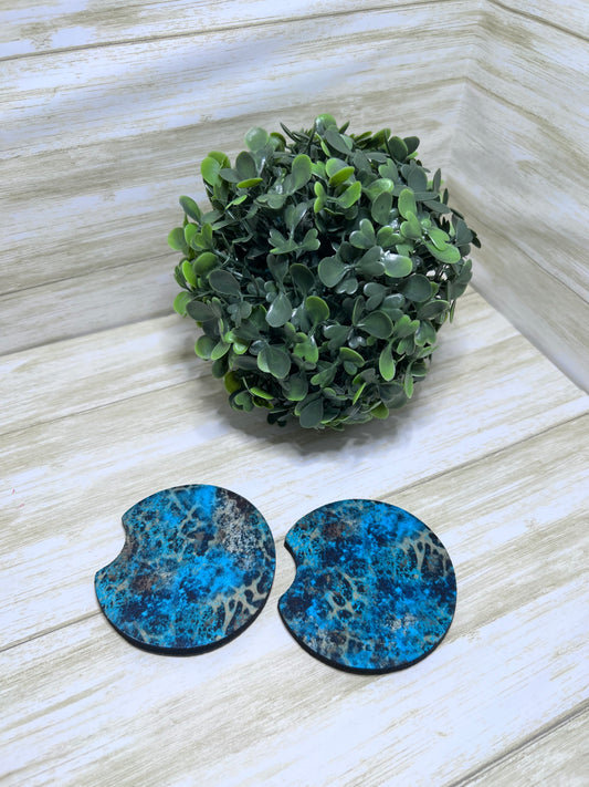 Turquoise Leopard Car Coaster