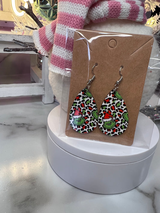 Green Monster Leopard Earrings