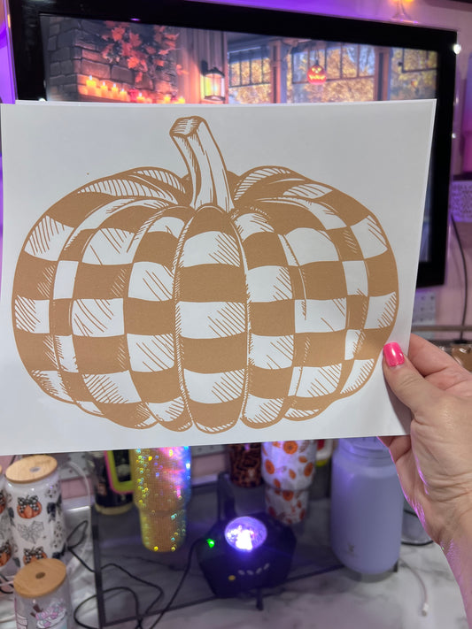 Tan Checkered Pumpkin