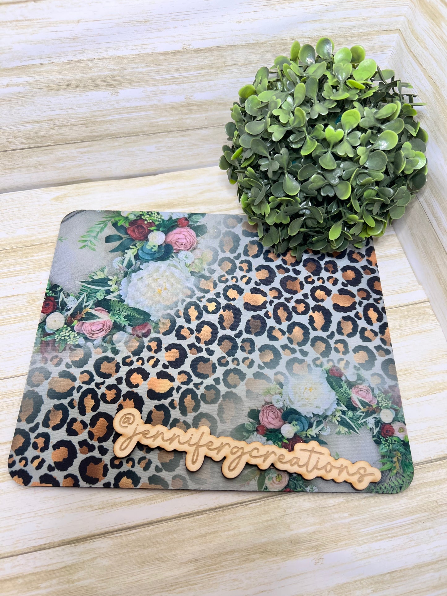 Roses and Leopard Mouse Pad