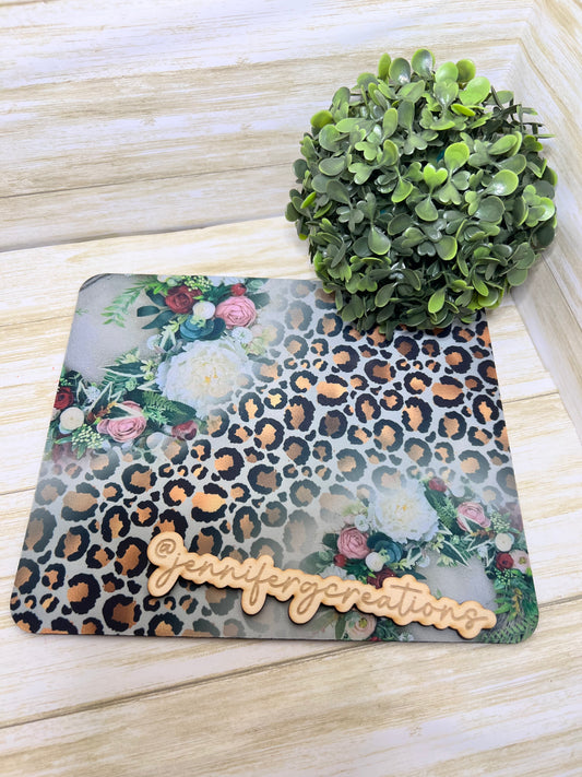 Roses and Leopard Mouse Pad
