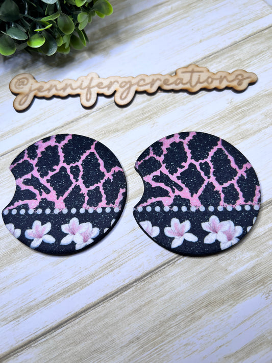 Lilies and Leopard Car Coaster