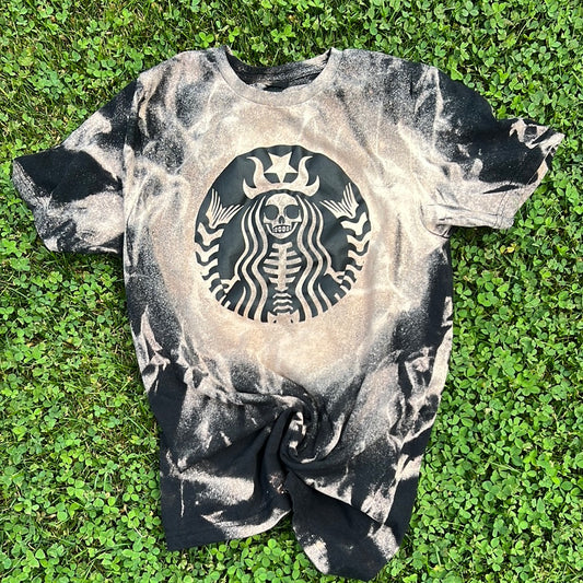 Spooky Coffee Bleached Tee