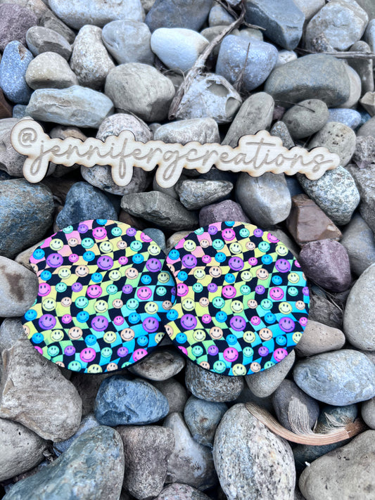 Neon Smiles Car Coaster